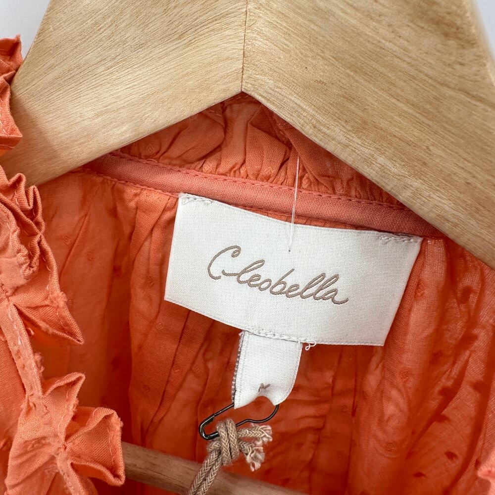 CLEOBELLA NWT Evereve Phoenix Puff Long Sleeve Organic Cotton Blouse Coral // M - Picture 10 of 16